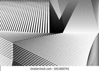 Abstract halftone lines background, geometric dynamic pattern, vector modern design texture.