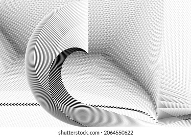 Abstract halftone lines background, geometric dynamic pattern, vector modern design texture.