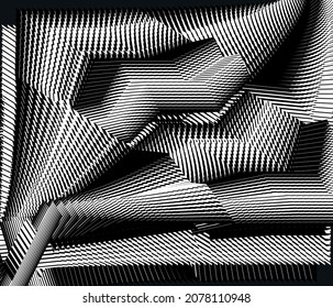 Abstract halftone lines background, geometric dynamic pattern, vector modern design texture.
