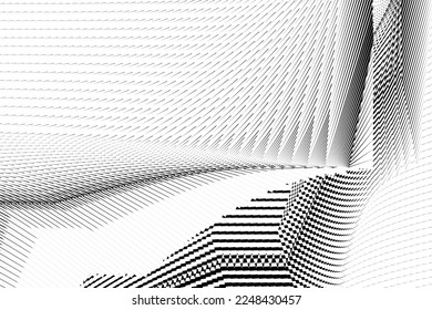 fondo abstracto de líneas de medio tono, patrón dinámico geométrico, diseño vectorial moderno textura en blanco y negro