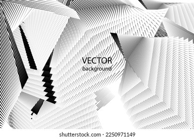 abstract halftone lines background, geometric dynamic pattern, vector modern design black and white texture
