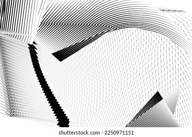 abstract halftone lines background, geometric dynamic pattern, vector modern design black and white texture