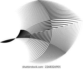 abstract halftone lines background, geometric dynamic pattern, vector modern design black and white texture