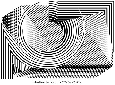 fondo abstracto de líneas de medio tono, patrón dinámico geométrico, diseño vectorial moderno textura en blanco y negro