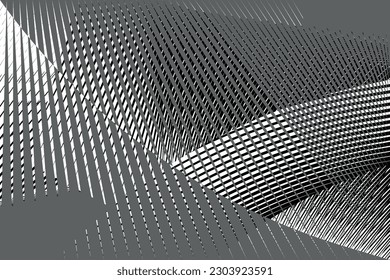 abstract halftone lines background, geometric dynamic pattern, vector black and white texture
