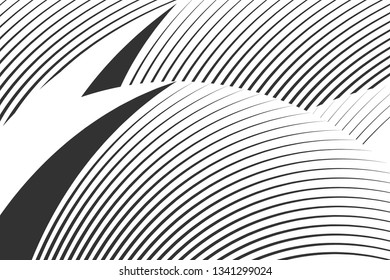 Abstract halftone lines background, trendy geometric pattern, black and white texture, vector modern design card, cover, banner.