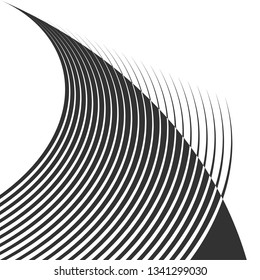 Abstract halftone lines background, trendy geometric pattern, black and white texture, vector modern design card, cover, banner.