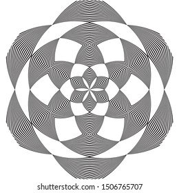 Abstract halftone lines background, trendy geometric dynamic pattern, vector modern design black and white texture.