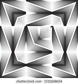 Abstract halftone lines background, trendy geometric dynamic pattern, vector modern design black and white texture.