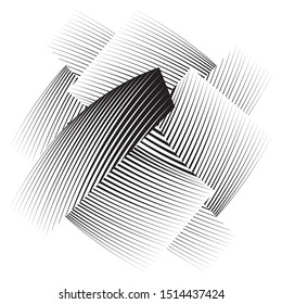 Abstract halftone lines background, trendy geometric black and white dynamic pattern, vector modern design texture.