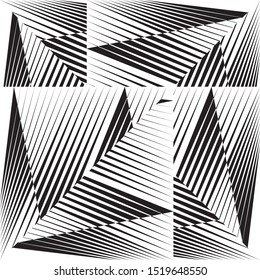 Abstract halftone lines background, trendy geometric black and white pattern, vector modern design texture.
