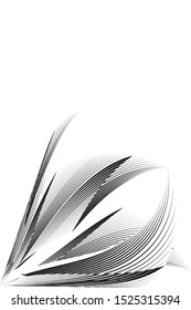 Abstract halftone lines background, trendy geometric floral pattern, vector modern design black and white texture.