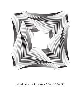 Abstract halftone lines background, trendy geometric dynamic pattern, vector modern design black and white texture.