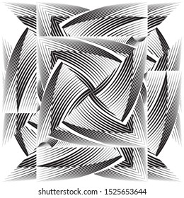 Abstract halftone lines background, trendy geometric dynamic pattern, vector modern design black and white texture.