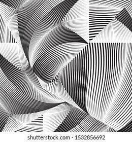 Abstract halftone lines background, trendy geometric dynamic pattern, vector modern design texture.