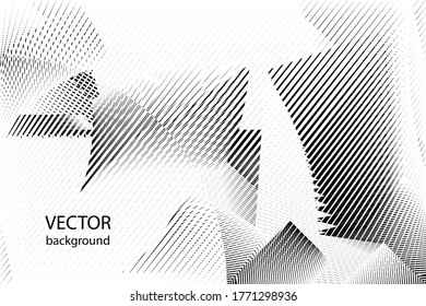 Abstract halftone lines black and white background, geometric dynamic pattern, vector modern design texture for card, banner, cover, poster, decoration.