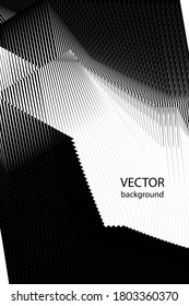 Abstract halftone lines black and white background, geometric dynamic pattern, vector modern design texture for card, banner, cover, flyer, poster, decoration.