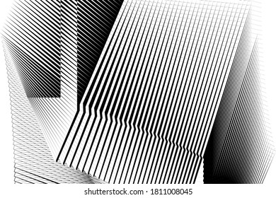 Abstract halftone lines black and white background, geometric dynamic pattern, vector modern design texture.