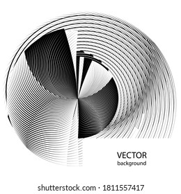 Resumen de líneas de medio tono fondo de círculo blanco y negro, patrón dinámico geométrico, textura de diseño moderno vectorial para tarjeta, banner, cubierta, volante, afiche, decoración.
