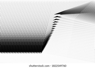Abstrakte Halbtonlinien schwarz-weißer Hintergrund, geometrisches dynamisches Muster, moderne Vektordesign-Struktur für Karte, Banner, Flyer, Deckel, Poster, Dekoration.