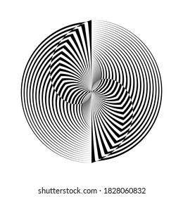 Abstrakte Halbtonlinien schwarz-weißer Hintergrund, geometrisches dynamisches Muster, Zeichen, Symbol, Vektormoderne Design-Textur.