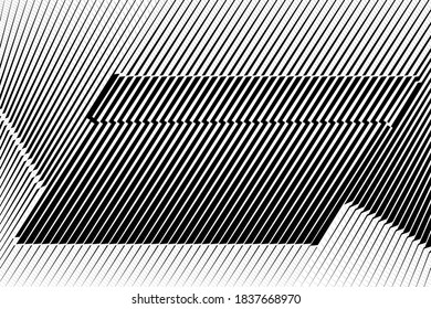 Abstract halftone lines black and white background, geometric dynamic pattern, vector modern design texture for card, cover, poster, decoration.