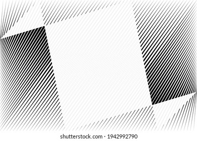 Abstract halftone lines black and white background, geometric dynamic pattern, vector modern design texture for card, cover, poster, banner, flyer.