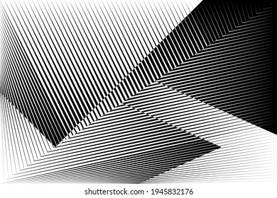 Abstract halftone lines black and white background, geometric dynamic pattern, vector modern design texture for card, cover, poster, banner,flyer.