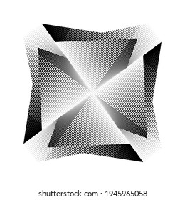 Abstract halftone lines black and white background, geometric dynamic pattern, vector modern design texture.