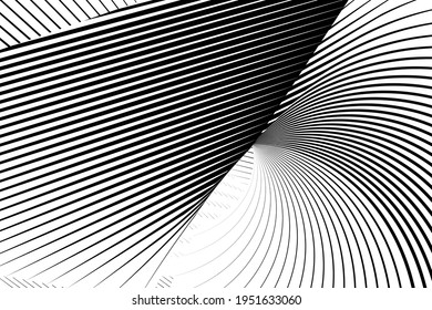 Resumen de líneas de medio tono fondo negro y blanco, patrón dinámico geométrico, textura de diseño moderno vectorial para tarjeta, afiche, pancarta, cubierta, volante.