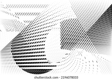 Abstract halftone lines black and white background, geometric dynamic pattern, vector modern design texture.