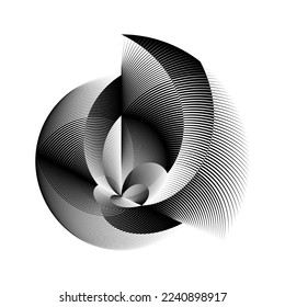 abstract halftone lines black and white background, geometric dynamic pattern, vector modern design element