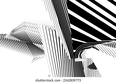 abstract halftone lines black and white background, creative geometric dynamic pattern, vector modern design texture