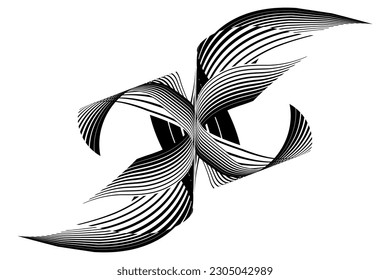 abstract halftone lines black and white background, geometric dynamic pattern, vector modern design element