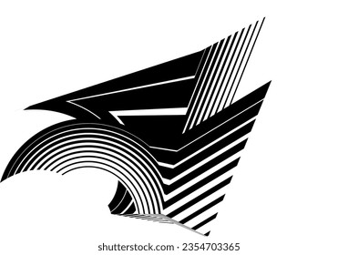 abstract halftone lines black and white background, creative geometric dynamic pattern, vector modern design texture