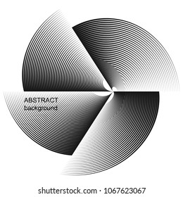 Abstract halftone lines circle background. Creative geometric pattern. Vector modern design black and white background.