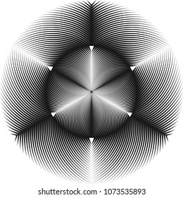 Abstract halftone lines circle background. Creative geometric pattern. Vector modern design black and white background.