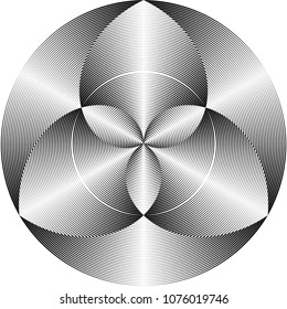 Abstract halftone lines circle background. Creative geometric pattern. Vector modern design black and white background.