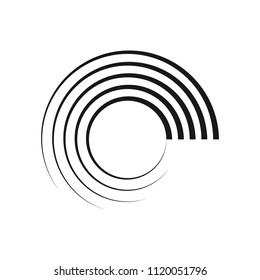 Abstract halftone lines circle background. Vector geometric round pattern.