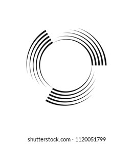 Abstract halftone lines circle background. Vector geometric round pattern.