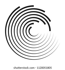 Abstract halftone lines circle background. Vector geometric round pattern.