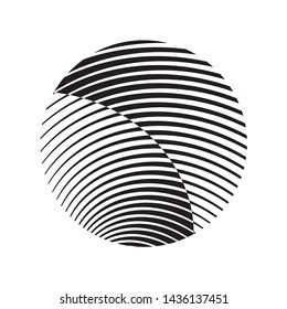 Abstract halftone lines circle background. Geometric trendy black and white pattern. Vector modern design texture.
