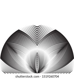 Abstract halftone lines circle background, trendy geometric black and white pattern, vector modern design texture.