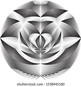 Abstract halftone lines circle background, geometric dynamic pattern, vector modern design texture.