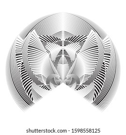 Abstract halftone lines circle background, geometric dynamic pattern, sign, symbol, emblem, vector modern design texture for card, cover, poster.