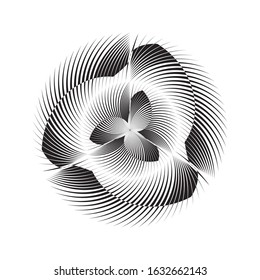 Abstract halftone lines circle background, geometric dynamic pattern, vector modern design texture.