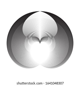 Abstract halftone lines circle background, geometric dynamic pattern, vector modern design texture.