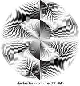 Abstract halftone lines circle background, creative geometric pattern, vector modern design texture.