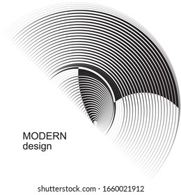 Abstract halftone lines circle background, geometric dynamic pattern, vector modern design texture.