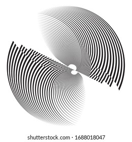 Abstract halftone lines circle background, geometric dynamic pattern, vector modern design texture.